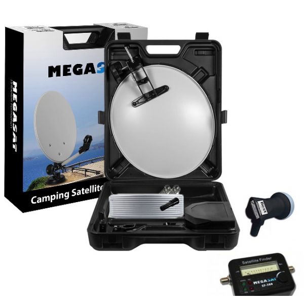 Megasat Camping Car Parabola Kit 35cm + Single LNB + Pointer + Fuses F + Cable