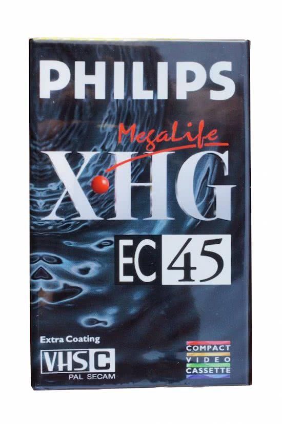 Philips VHS-C Cassette Tape (XHG EC 45, 8mm, 120min, Black)