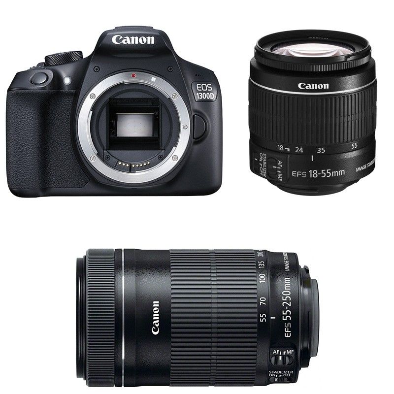 Canon EOS 1300D + 18-55 IS II + 55-250 IS STM 3-Year Warranty