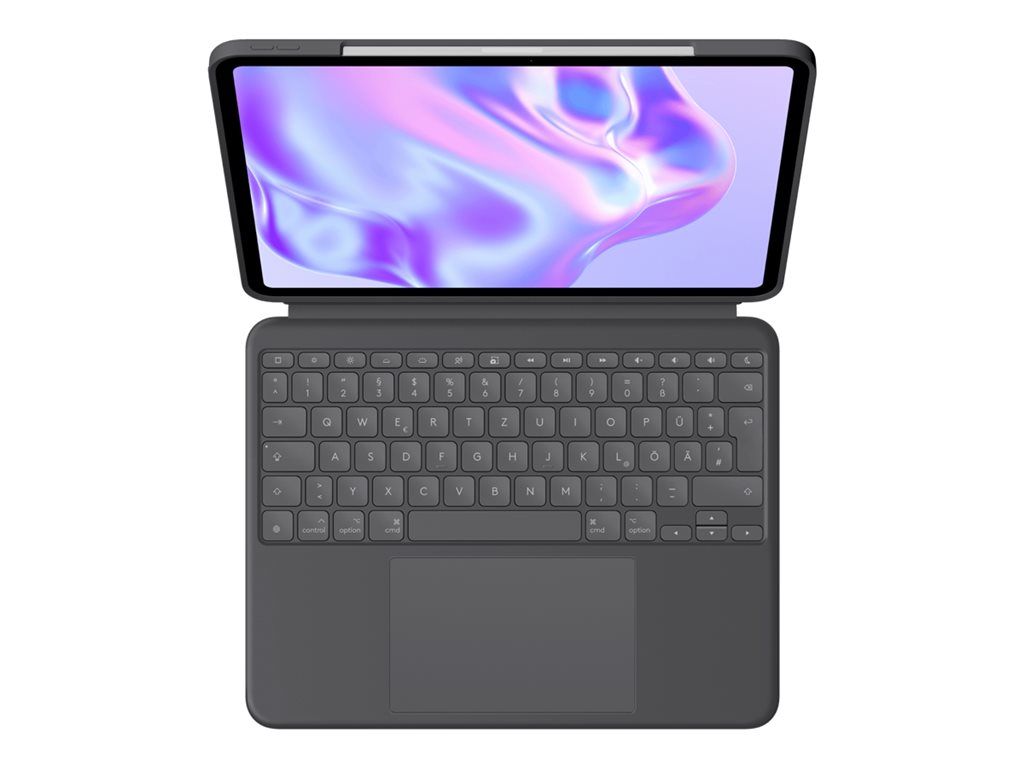 Logitech Combo Touch - Teclado y funda con trackpad - retroiluminado - Conector inteligente de Apple - QWERTZ - Alemán - Grafito para Apple iPad Pro de 13 pulgadas (M4)