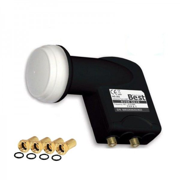 Best Germany Twin LNB High Gain 70dB + 4 Fiches F