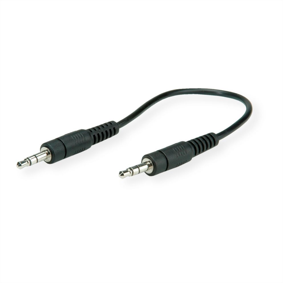 Secomp Roline Audio Cable - 3.5mm Stereo Male to Male - 8 Inches - Shielded - Black