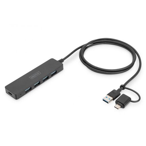 Hub USB 3.0 de 4 puertos Digitus (límpio, negro)