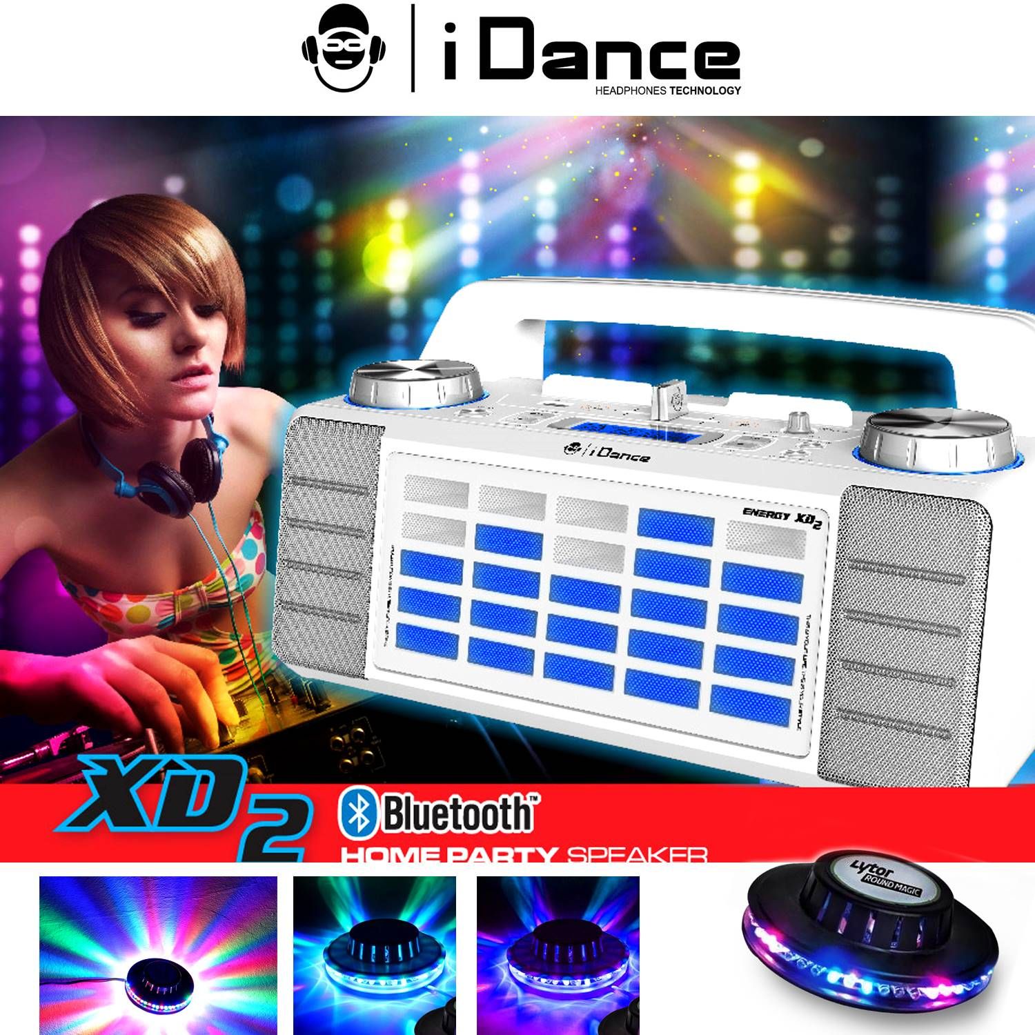 IDance XD2 50W LED Speaker with Bluetooth, AUX, FM, USB and RGB Effects