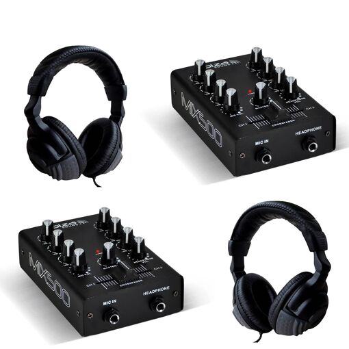 Pack de tables de mixage Ibiza Sonore 2 canaux avec 2 casques audio