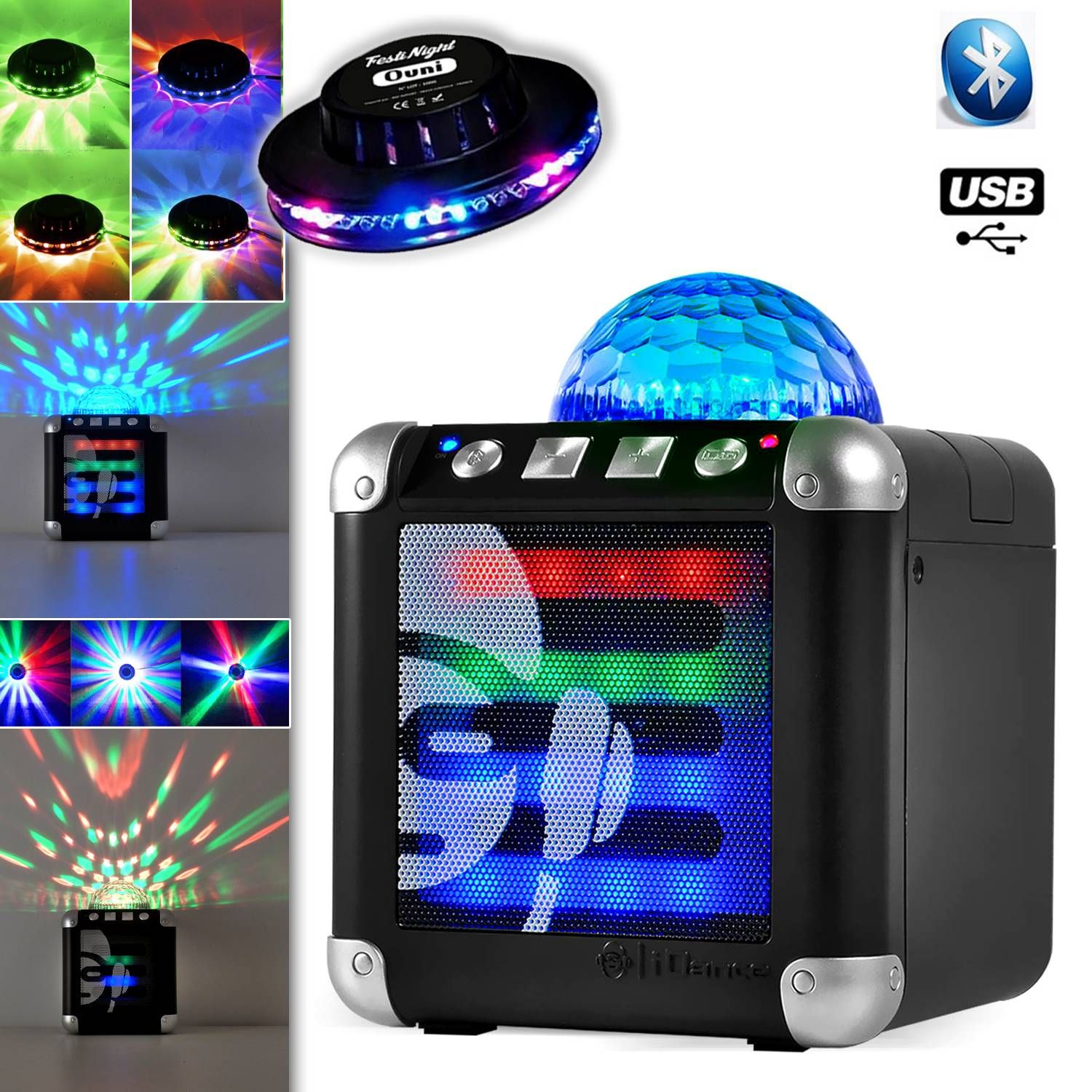 iDance Cube Mini 3 Bluetooth Speaker with RGB LED Lights