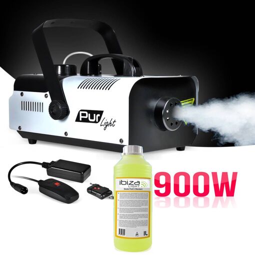 Máquina de humo PRO DJ Pur Light 900W + Soporte + 2 Mandos a Distancia + 1L Líquido NEW