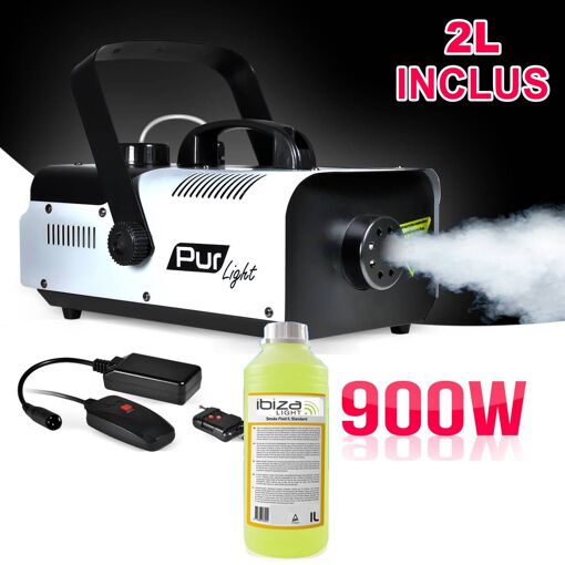 Máquina de humo Pur Light PRO DJ 900W + Soporte + 2 Mandos a Distancia + 2L Líquido NEW