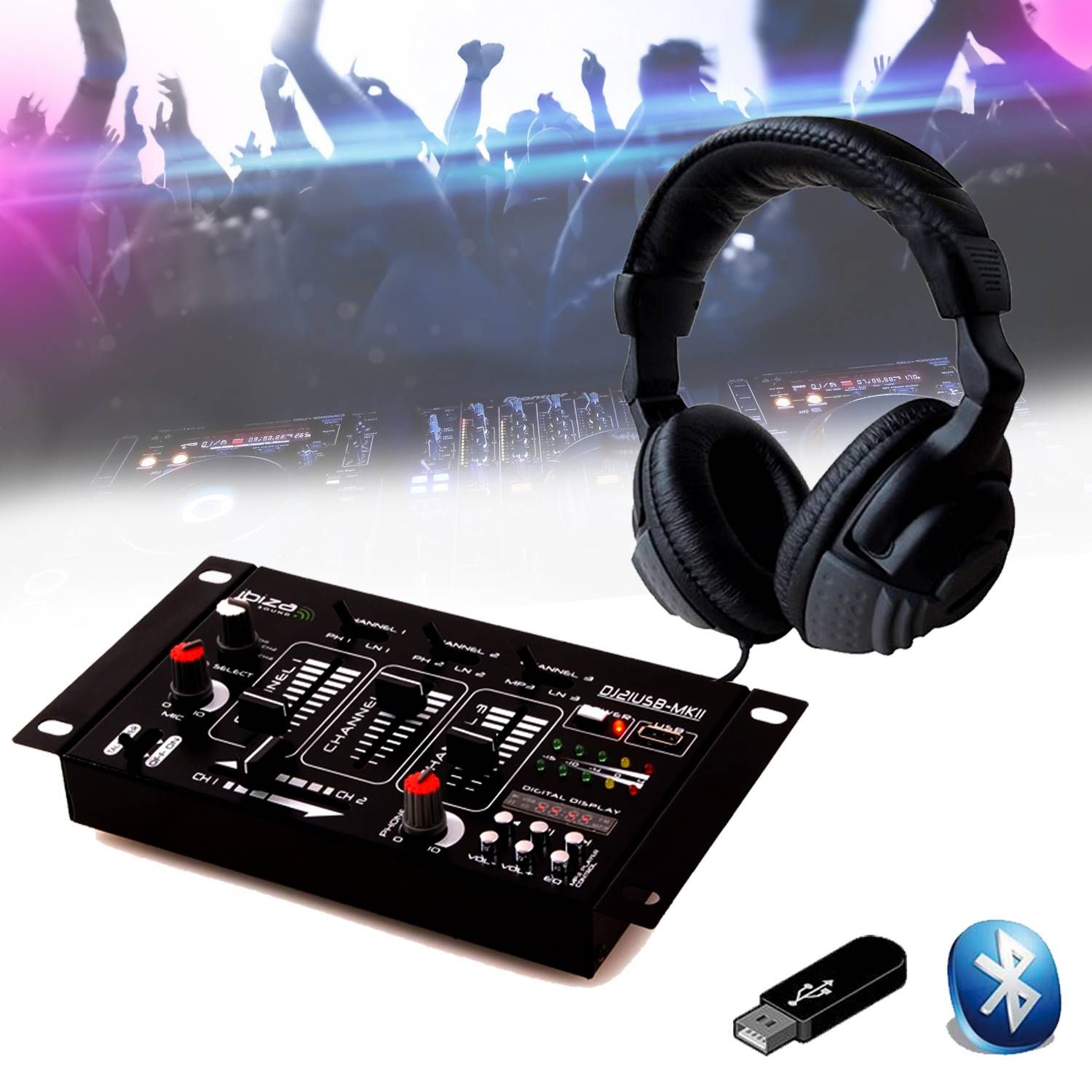 Ibiza DJ21 USB Bluetooth Mixing Desk Kit