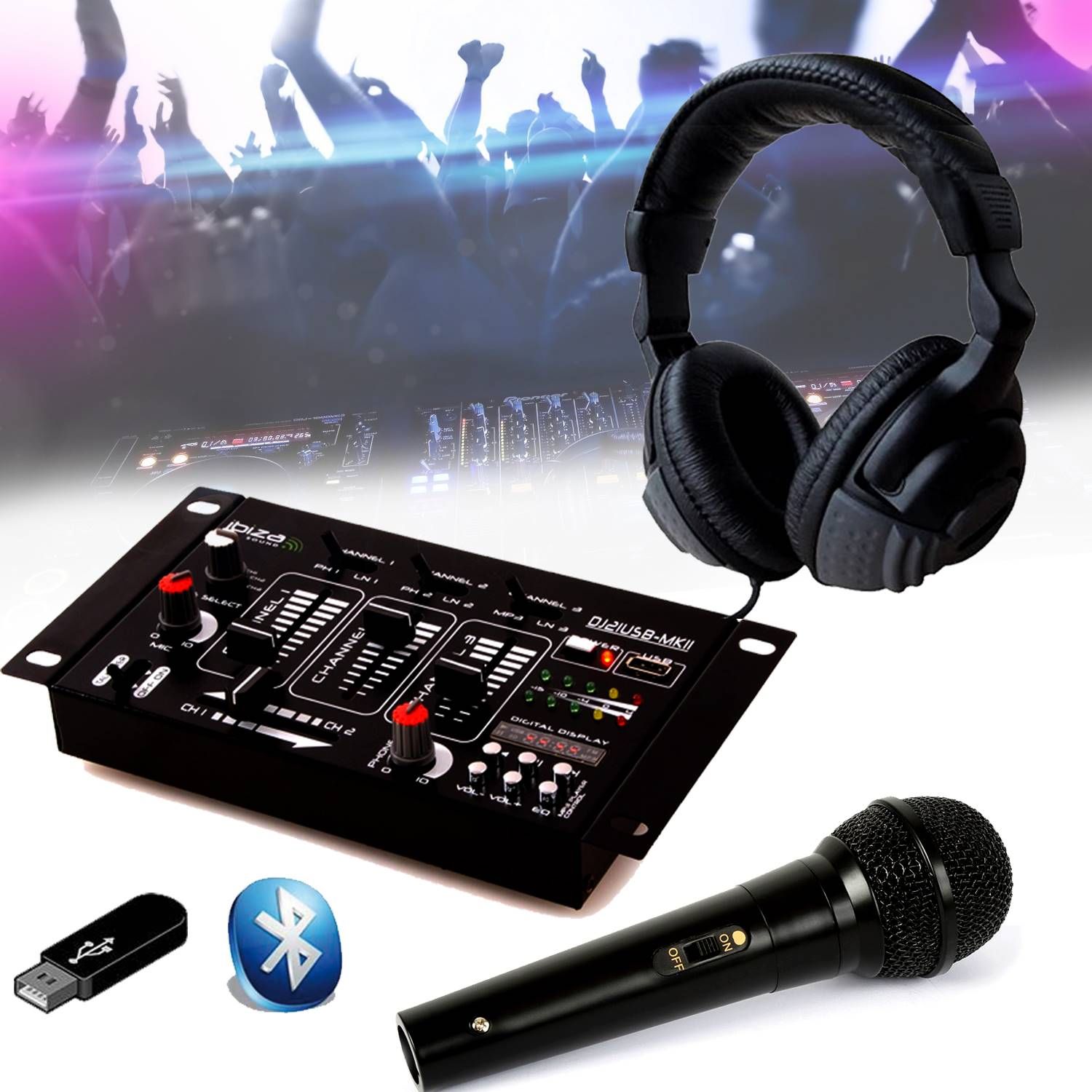 Ibiza DJ21 USB Bluetooth Mixing Desk Kit