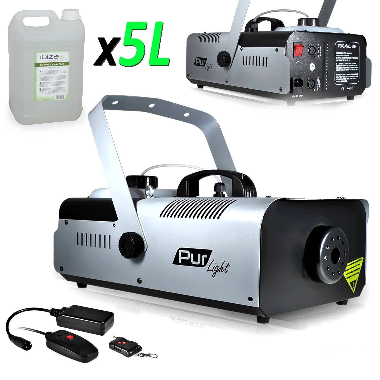 Machine à fumée Pur Light Pro Sono 1200W + Trépied + 2 Télécommandes NEWARK1200 + 5L Liquide