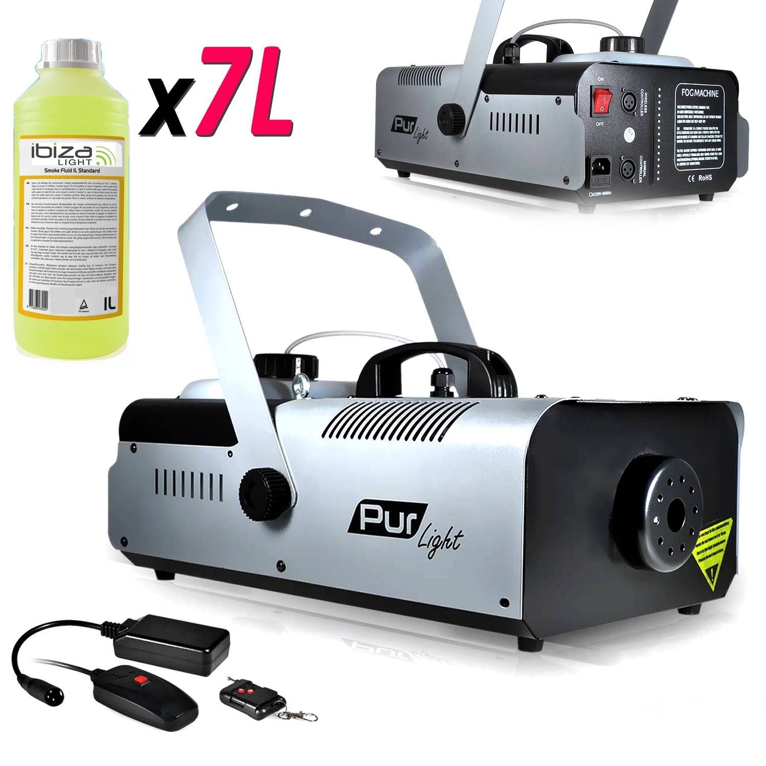 Pur Light Smoke Machine Pro Sono 1200W + Stand + 2 Remotes NEWARK1200 + 7L Liquid