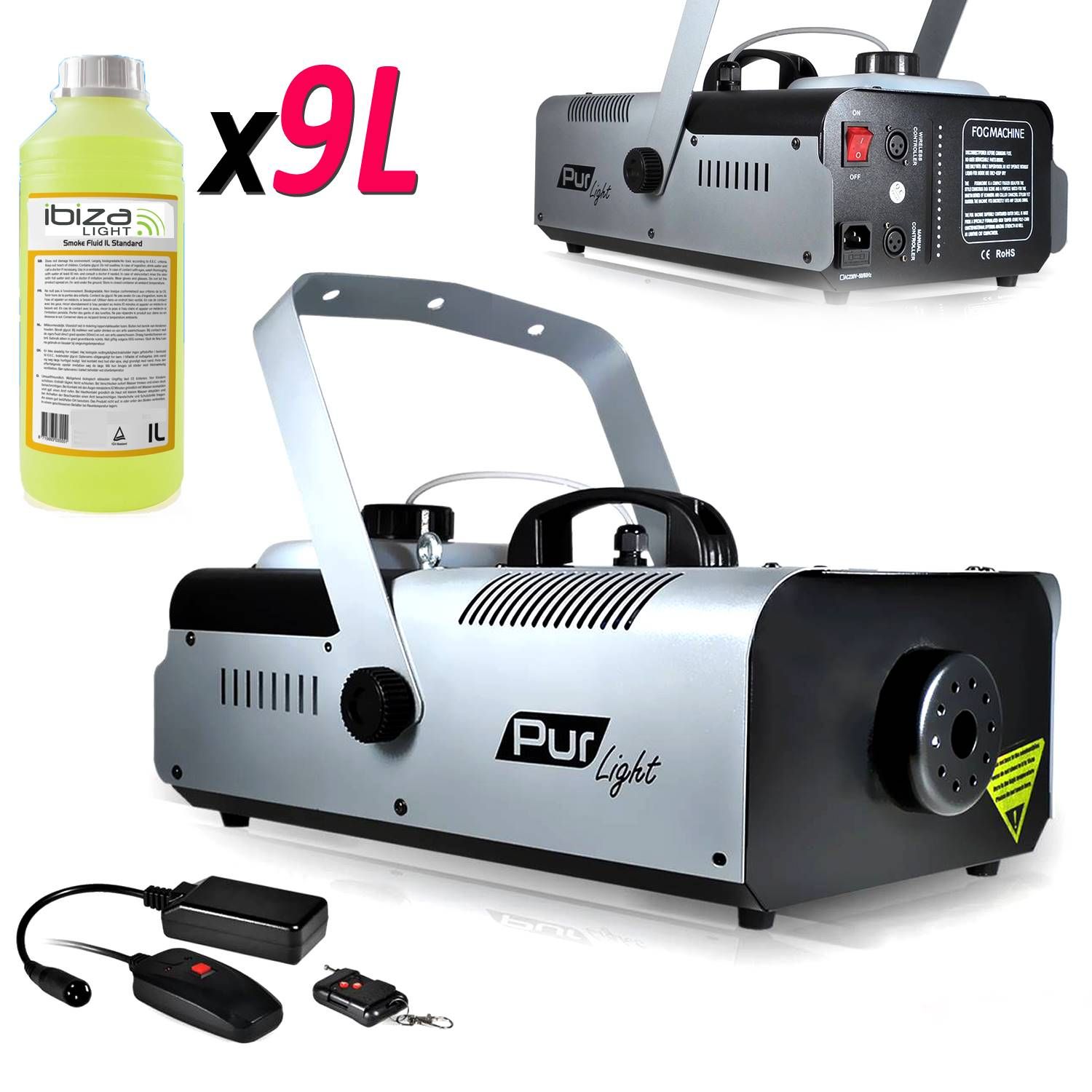 Pur Light Pro Smoke Machine 1200W + Stand + 2 Remotes NEWARK1200 + 9L Liquid