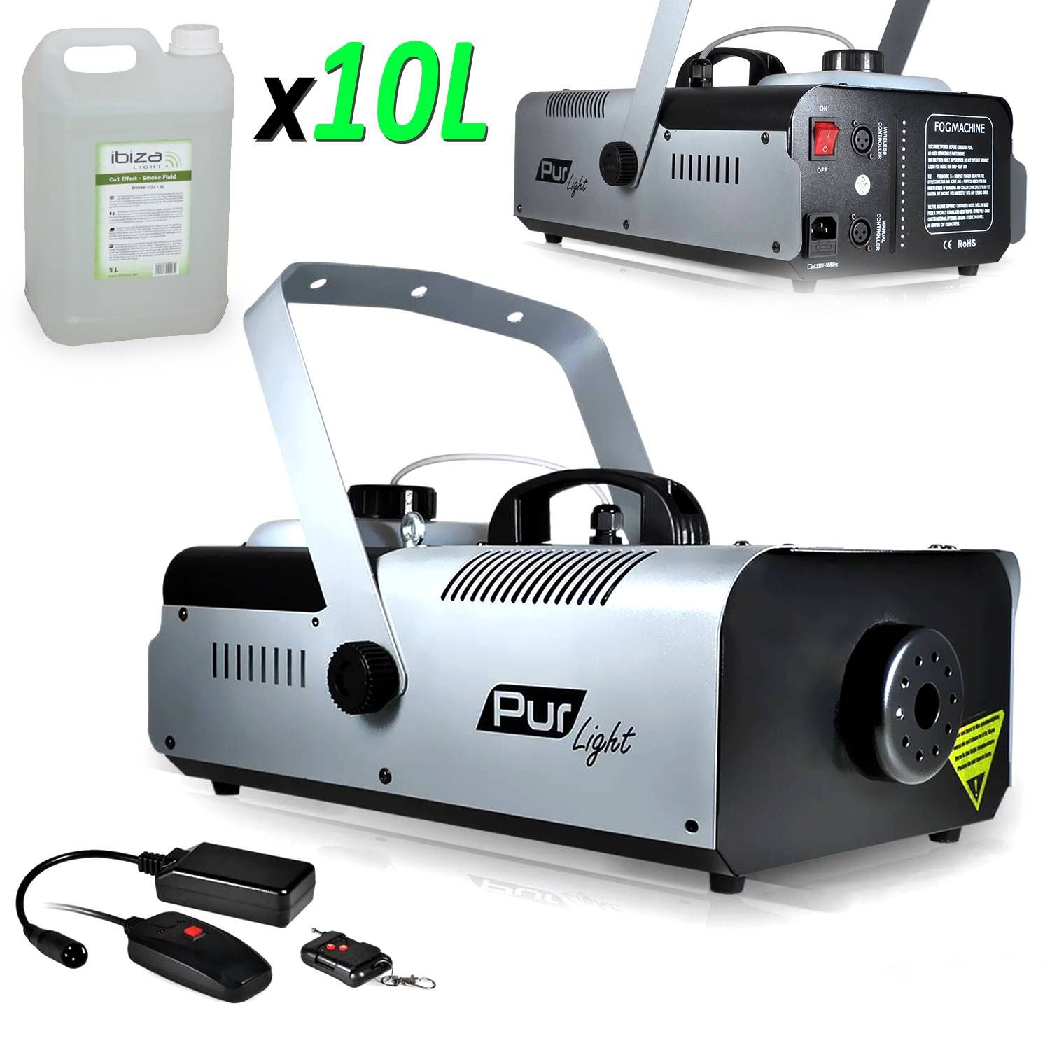 Pur Light Smoke Machine Pro Sono 1200W + Stand + 2 Remote Controls NEWARK1200 + 10L Liquid