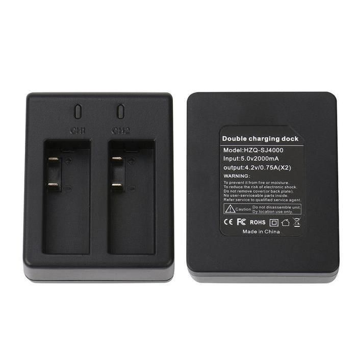 Chargeur de batterie double Wipearl GP275 - Pour GoPro Hero 3+ 4 Action
