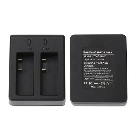 Wipearl Double Battery Charger GP275 - For Go Pro Hero 3+ 4 Action