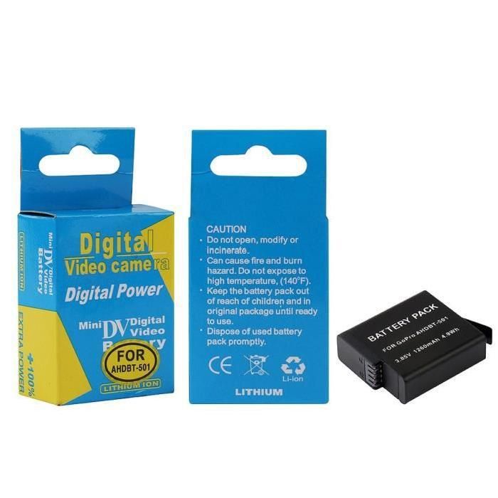 Batterie WHIPEARL GP408 pour GoPro HERO5 - 3,85 V - 1220 mAh