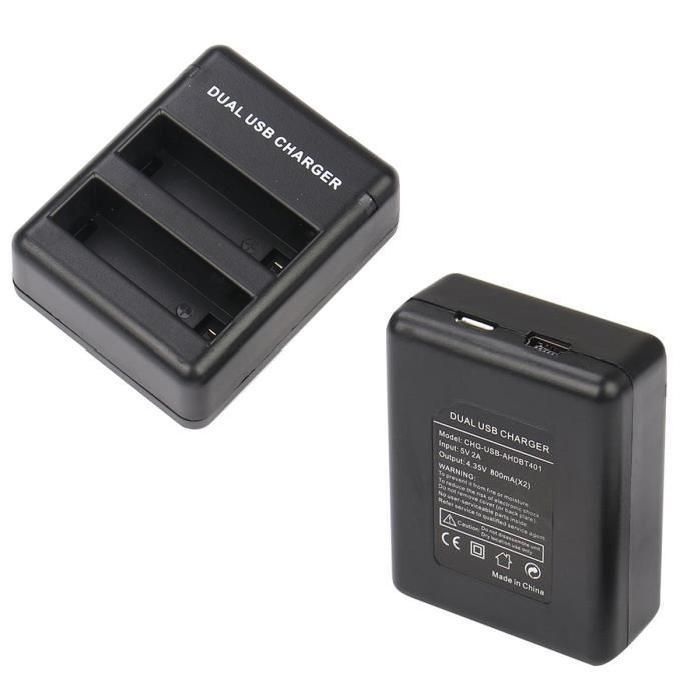 Chargeur double pour batterie Wipearl GP430 pour GoPro HERO4 et 4+