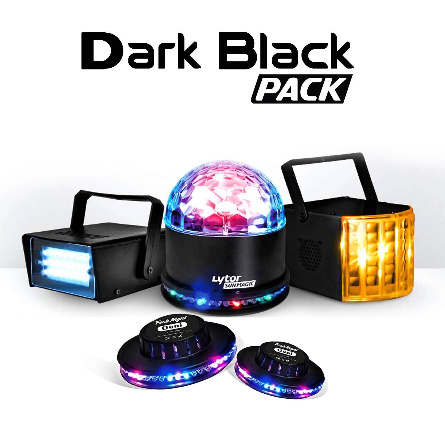 Lytor Dark Black 5 Effect Derby Circus Pack + SunMagic ASTRO/UFO + Strobe + 2 Ovni
