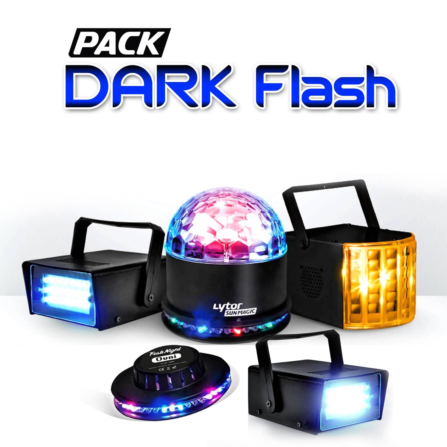 Lytor Flash Pack: LED Effects, Derby Zirkus, SunMagic Astro/UFO, 2 Strobes, Ovni