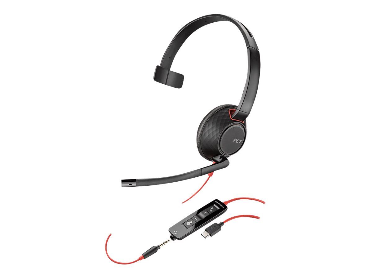 Poly Blackwire 5210 Headset, Over-Ear, Wired, 3.5mm Jack, USB-C, Microsoft Teams Certified