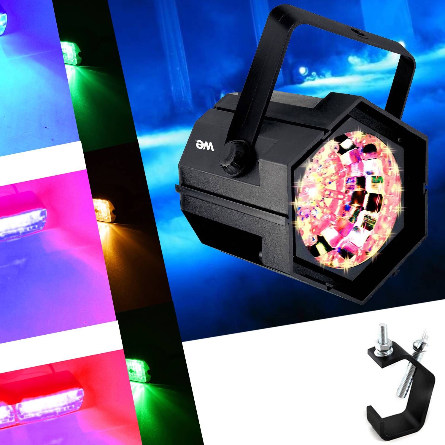Jeu de lumière stroboscopique à LED multicolore (47 LEDs, 4 couleurs) avec vitesse d'éclair réglable et support de montage