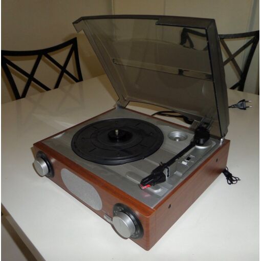 Reproductor de vinilos retro Bigben con radio y altavoces integrados