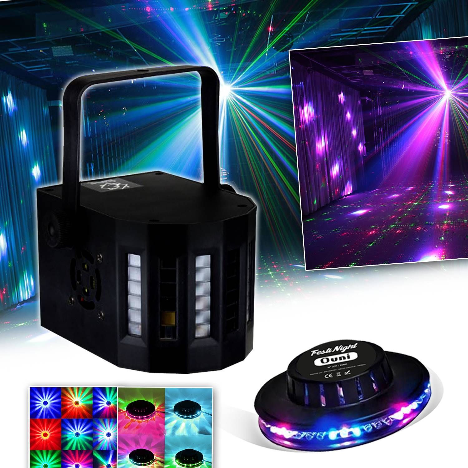 Lytor MINI DERBY Color Black 4 LED RGBW + Roundmagic UFO Effect