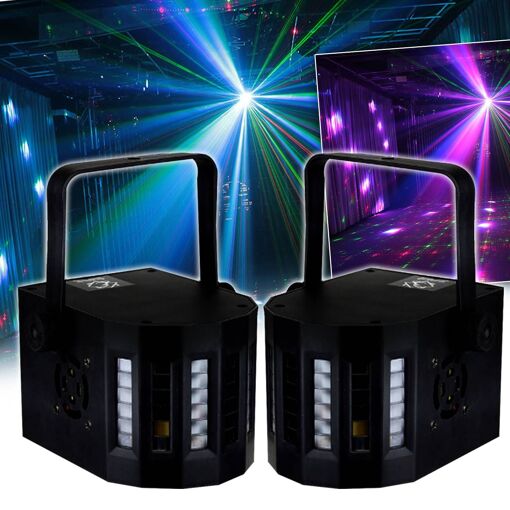 Lytor DJ Light Kit with 2 Derby Effects, 4 RGBW LEDs - Black