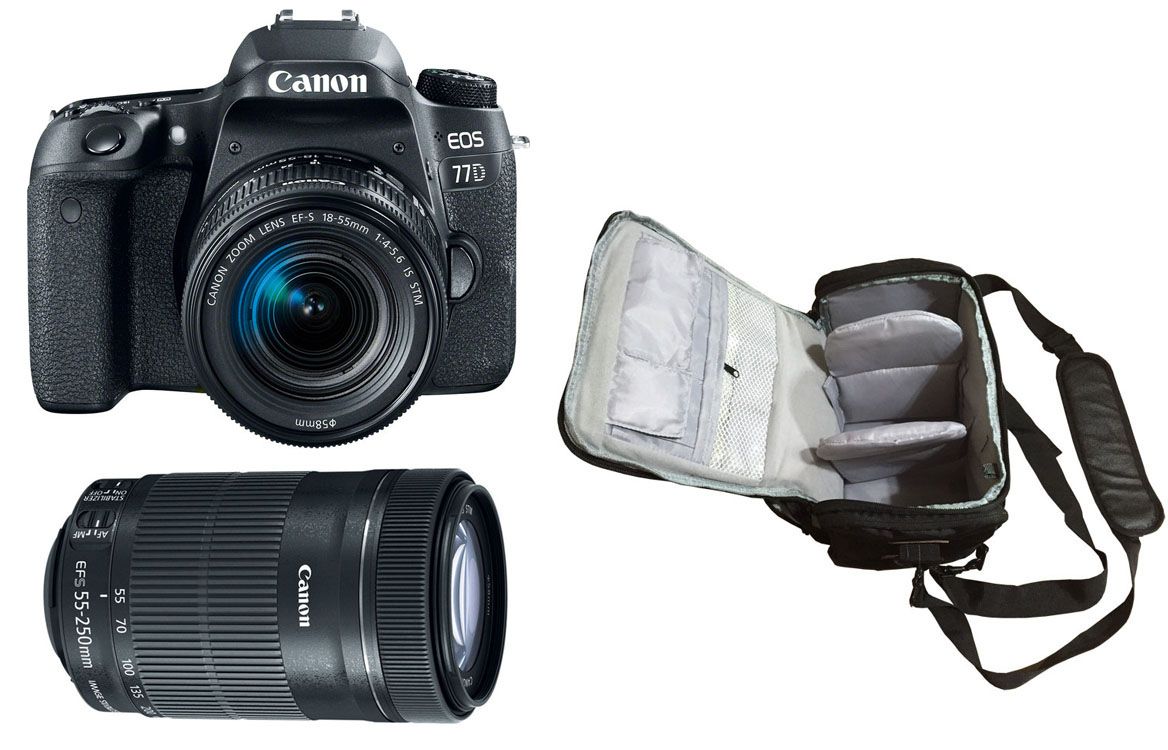 Canon EOS 77D + EF-S 18-55mm IS STM + EF-S 55-250mm IS STM Lenses Kit