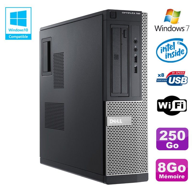 Dell Optiplex 390 DT G2020 Desktop PC - 8GB RAM, 250GB HDD, DVD Drive, WiFi, HDMI, Windows 7