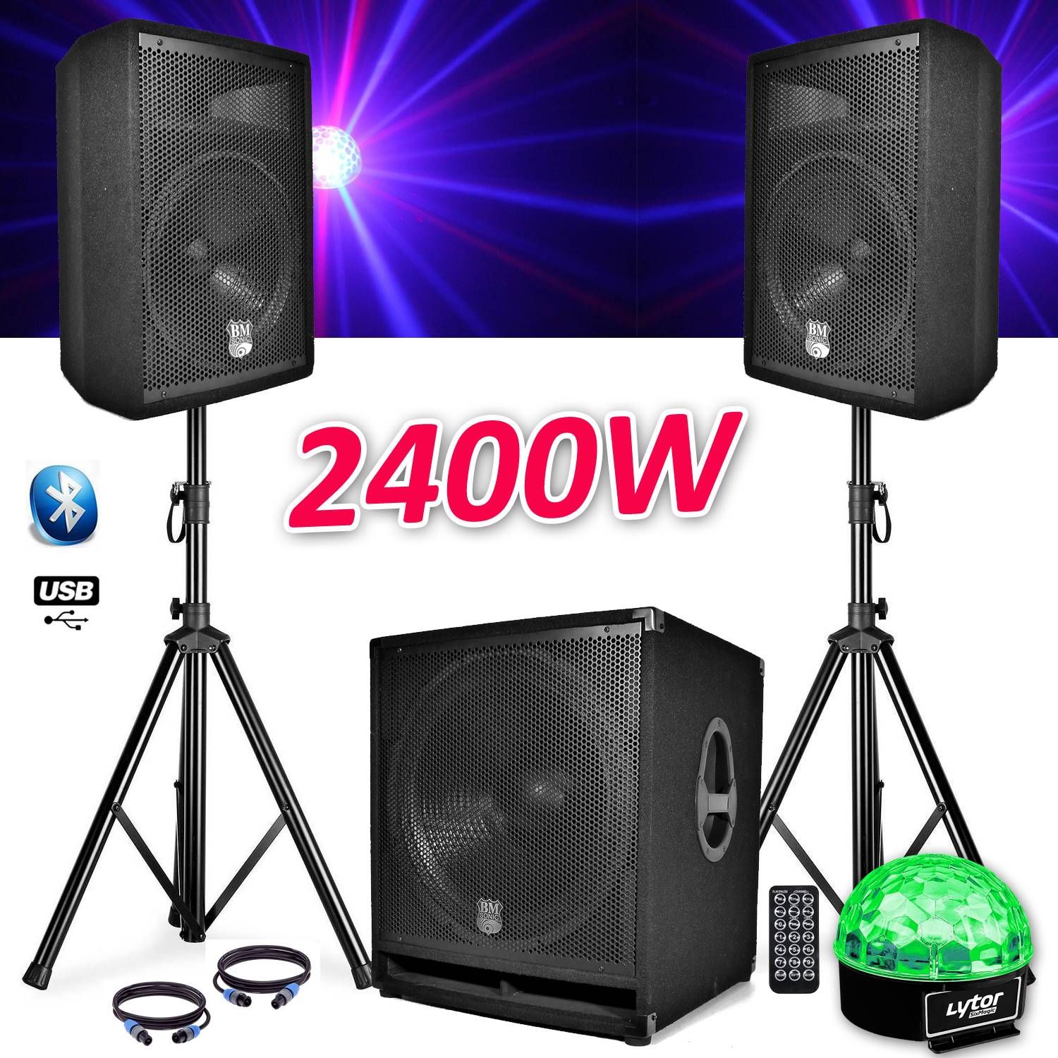 Kit de Sonido Completo BMS1812 con Subwoofer, Altavoces, Estantes y Cables