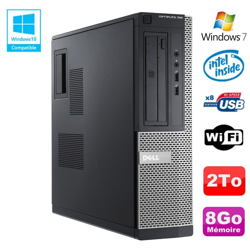 Dell Optiplex 390 DT G2020 Computer - 8GB RAM, 2TB HDD, DVD-ROM, WiFi, HDMI, Windows 7