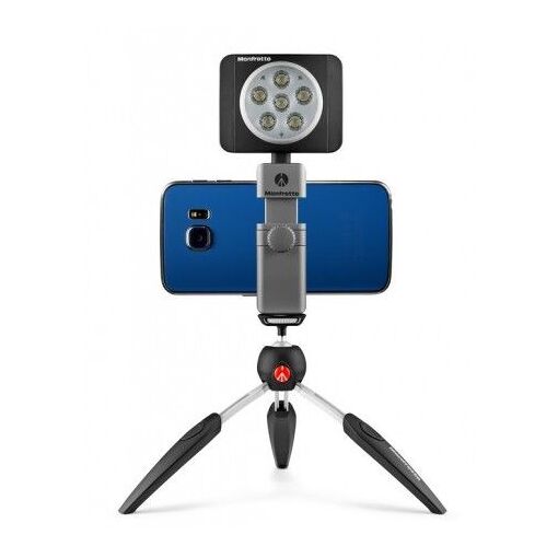 Manfrotto Grip Universal para Teléfono Inteligente con Mandos Giratorios - Gris/Argento Mate