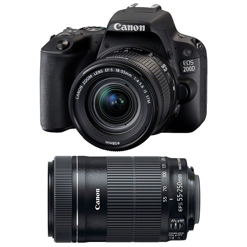 Canon EOS 200D Kit with 18-55 IS STM and 55-250 IS STM, 3-Year Warranty