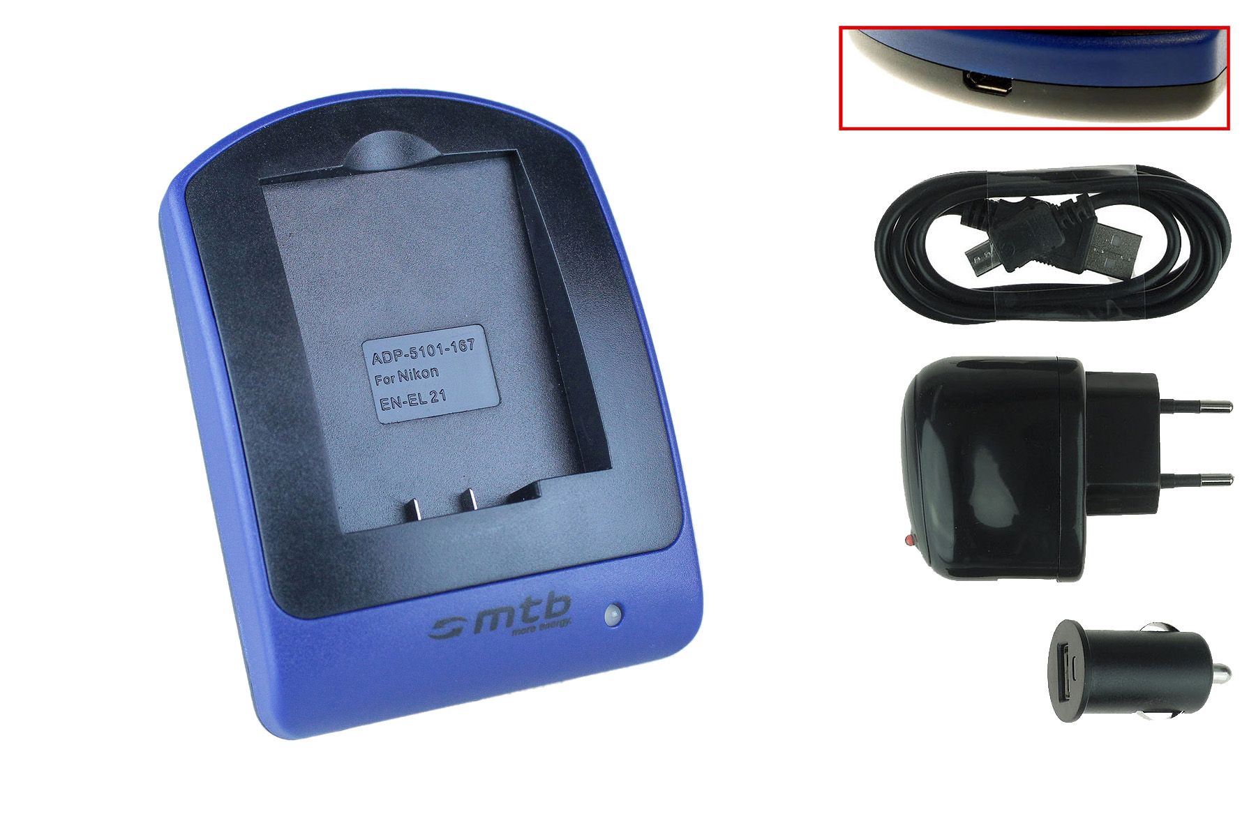 Cargador Nikon 1 V2 EN-EL21 (USB/Auto/Red