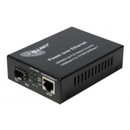 Conversor de red Allnet ALL-MC202P-SFP1-POE 1000 Mbps Multimodo y Mono modo Negro