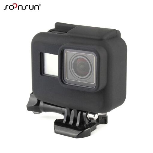 Caso protector de silicona Cnyo para GoPro Hero 5/6 con marco estándar, negro