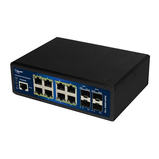 Commutateur industriel Allnet POE M, 8 ports, ALL-SGI8112PMJ (Noir, 1000 Mbps)