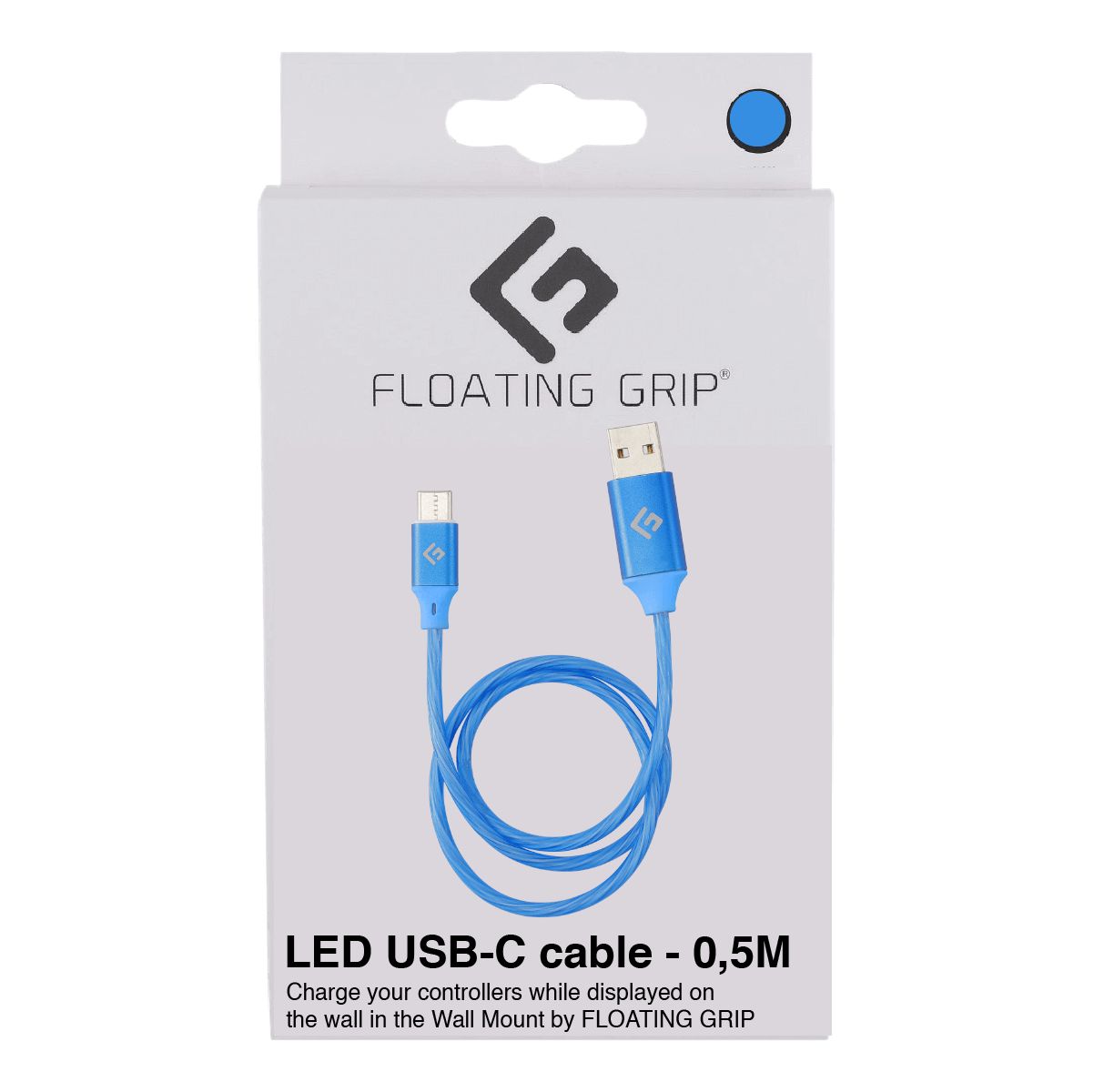 Floating Grip 0.5m LED USB-C Cable (Blue)