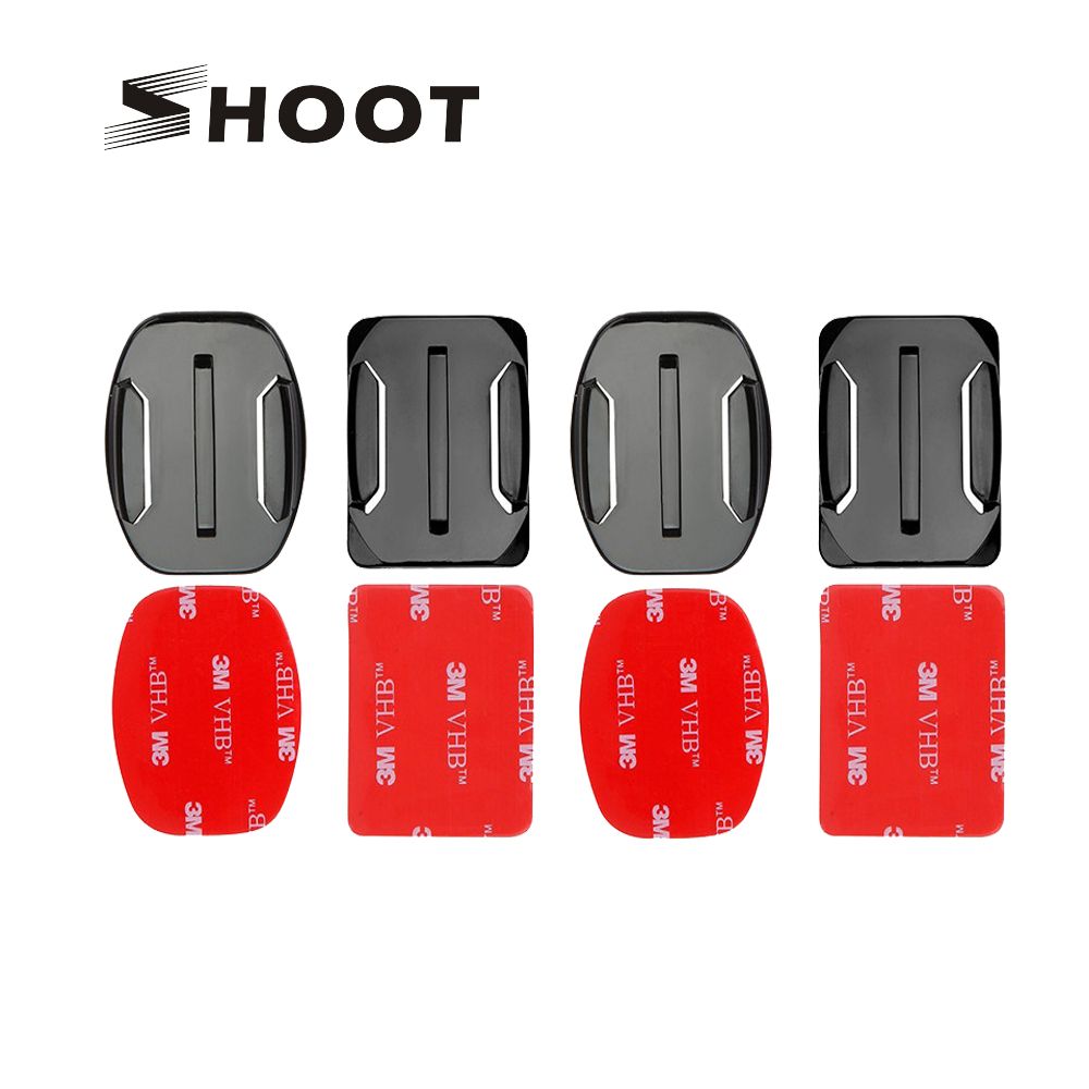 Soporte CNYO® Shoot 2 Curvo + 2 Plano con adhesivo VHB para cámaras de acción GoPro Hero 6/5/3/4, SJCAM, Xiaomi Yi 4K
