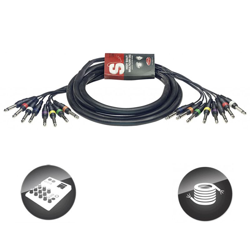 Stagg 8-Jack Mono Cable, 3m