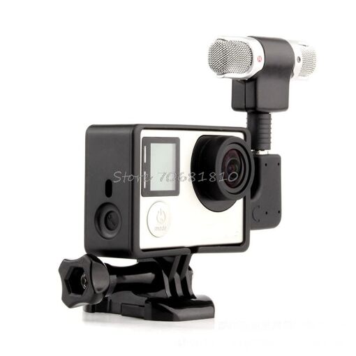 CNYO® External Microphone Kit for GoPro Hero 4/3+ (with Adapter and C-Stand)
