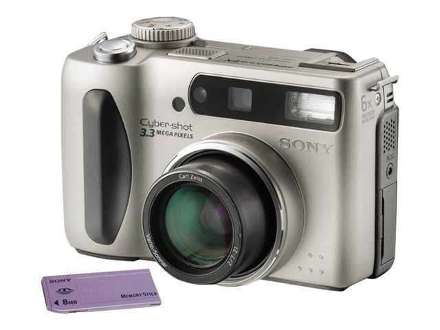 Sony CompactS75 Digital Camera - 3.3 MP, 3x Optical Zoom, Carl Zeiss Lens, Metallic Silver