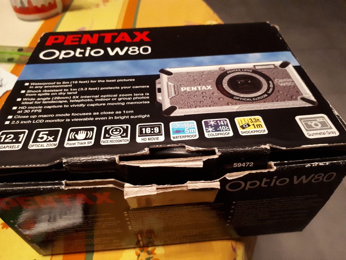 Ricoh Compact Camera Pentax Optio W80 - 12.1MP - 720p - 5x Optical Zoom - Waterproof to 5m - Grey
