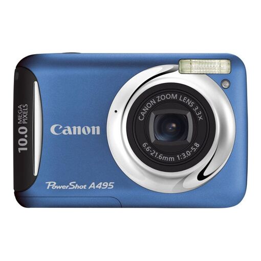 Canon PowerShot A495 Compact Camera - Blue, 10.0 MP, 3.3x Optical Zoom
