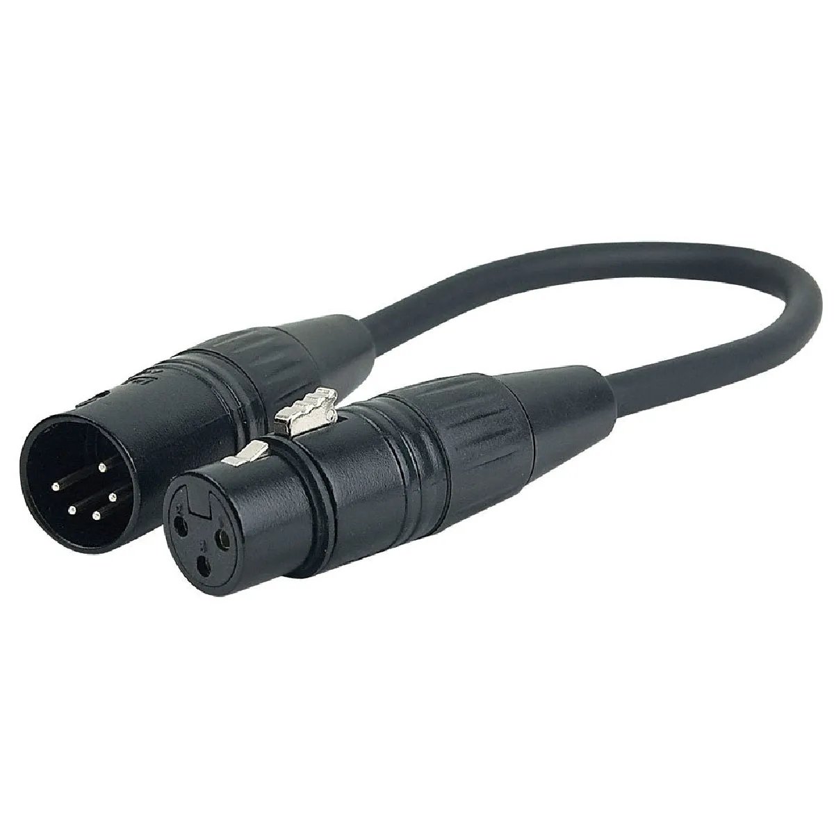 Showtec XLR Adapter - 3-Pin Female to 5-Pin Male - 25 cm - Double Shielded
