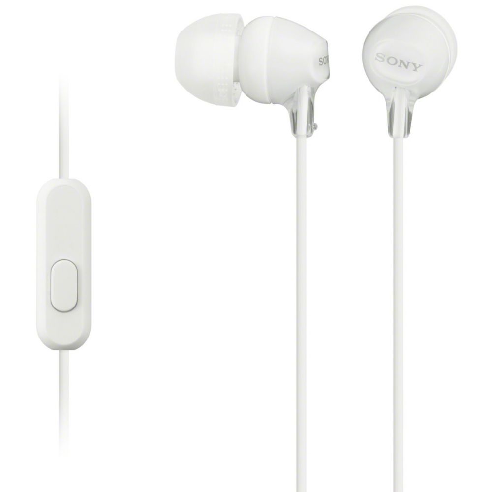 Sony MDR-EX15AP - EX Series Headphones with Microphone - In-Ear - Wired - 3.5mm Jack - White