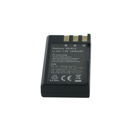 Batería Nikon EN-EL9a, 7,4 V, 900 mAh, Li-ion, Negra