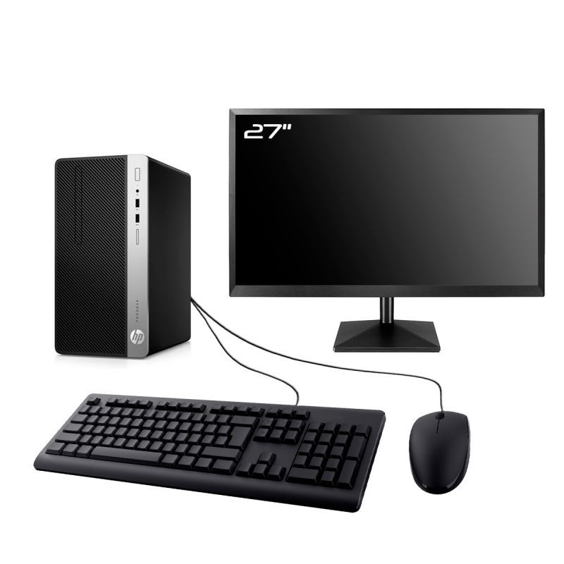 HP ProDesk 400 G5 MT Desktop Computer | 27" Screen | Intel i3-8100 | 32GB RAM | 480GB SSD | Windows 11